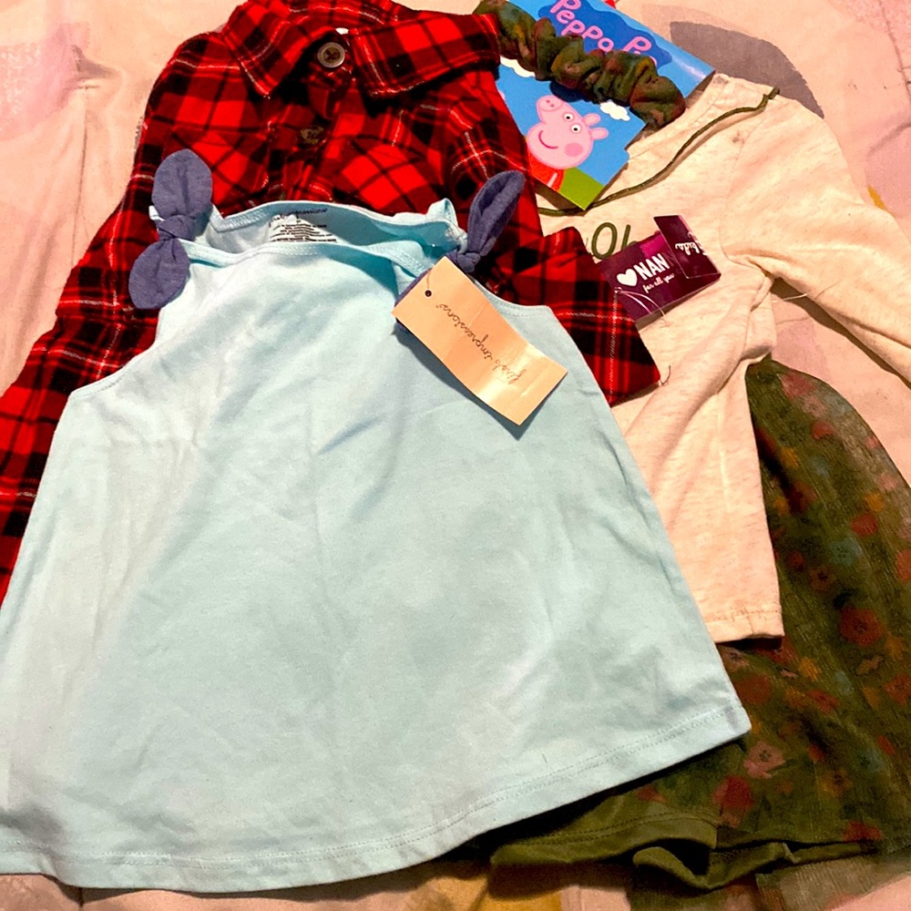 NWT 2t bundle shirt dress and peppa pig long sleeve with matching skirt